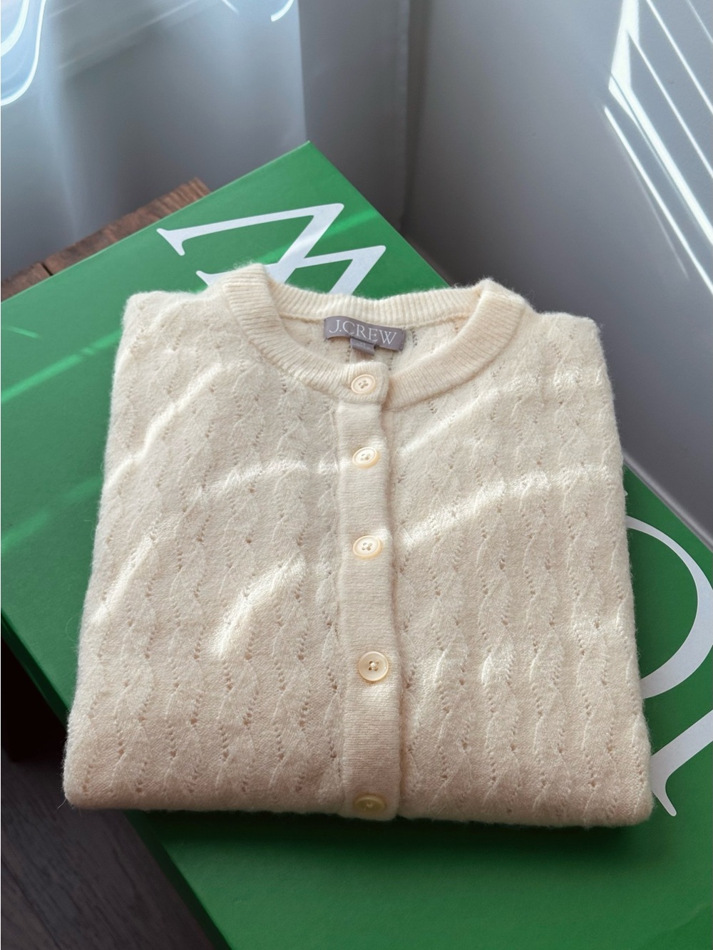 J.Crew Like New Soft Wool Blend Textured Knit Cardigan Women’s XS Cream - Picture 5 of 12